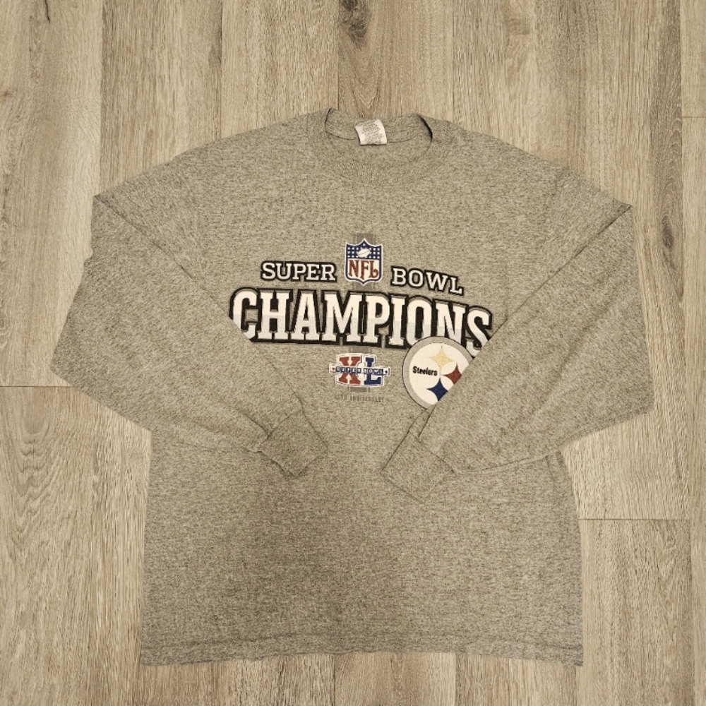 Pittsburgh Steelers Super Bowl XL Mens Long Sleeve T-Shirt Football Size Large